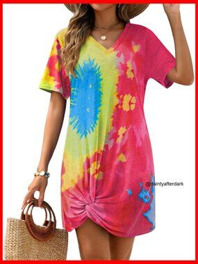 Polyester Spandex Swimsuit Cover Up Short Sleeve Beach Dress